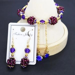 Bohemian garnet bead set with purple crystal